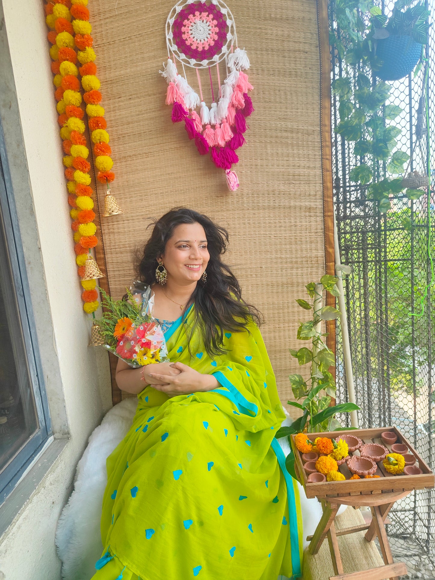 GREEN HEART MUL COTTON SAREE