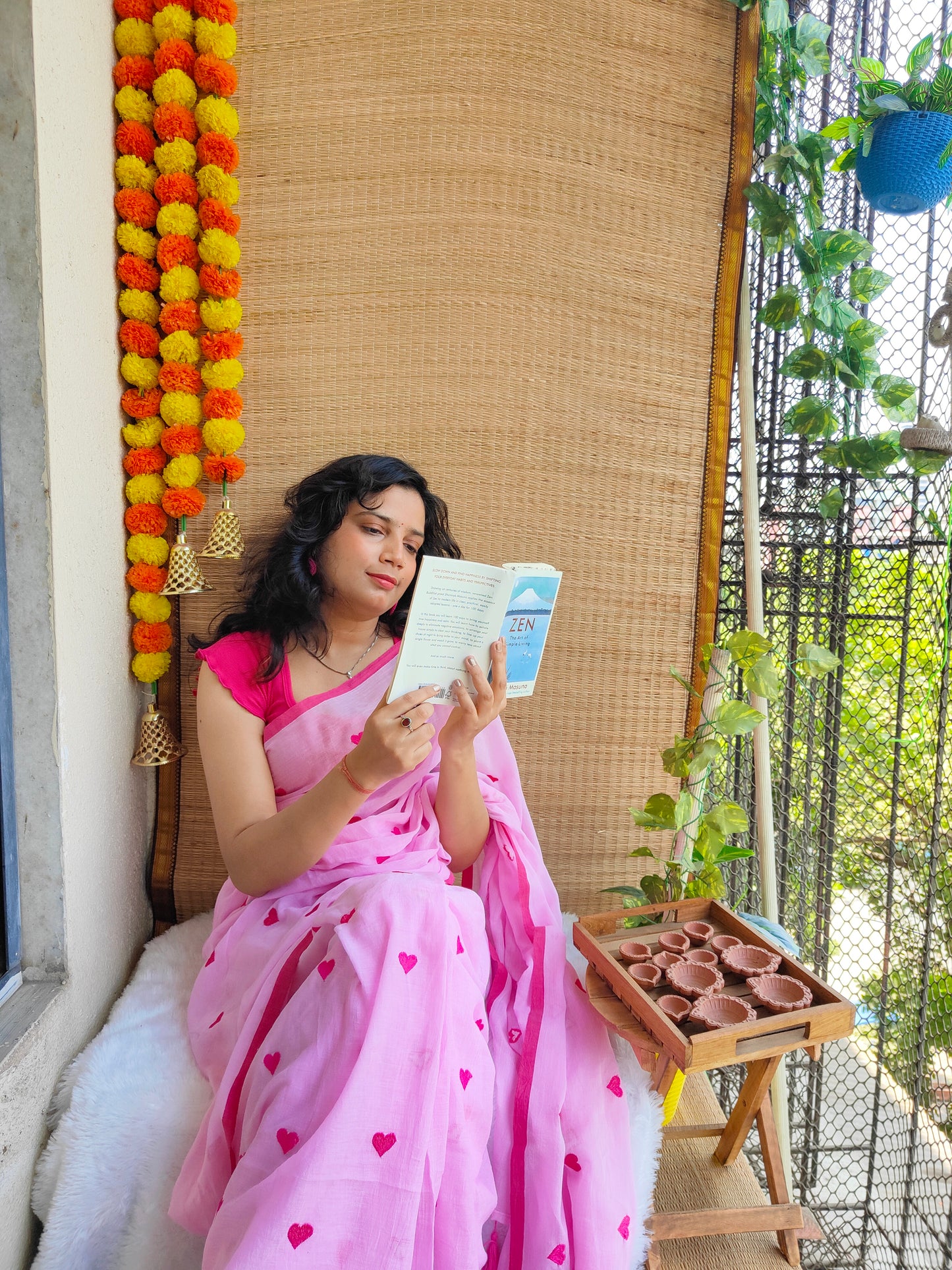 PINK HEART MUL COTTON SAREE
