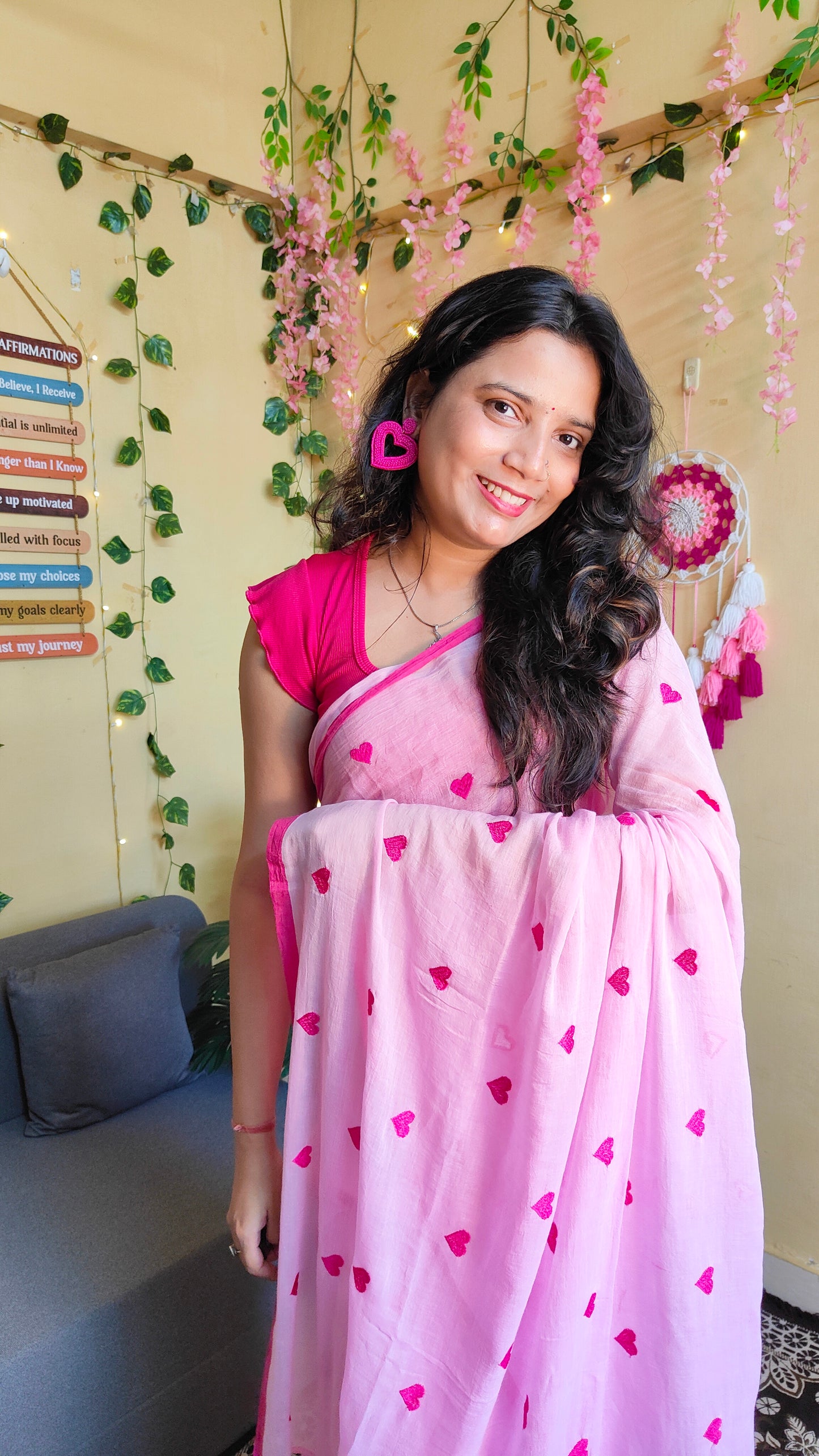 PINK HEART MUL COTTON SAREE