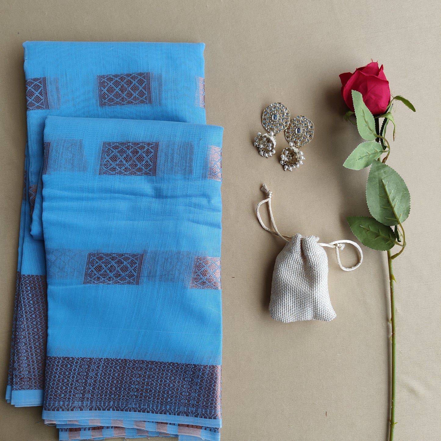 SKY BLUE COPPERZARI SAREE