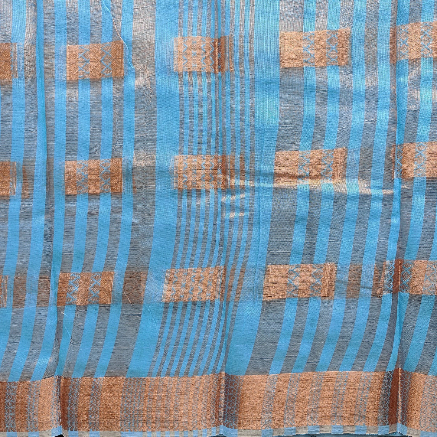 SKY BLUE COPPERZARI SAREE