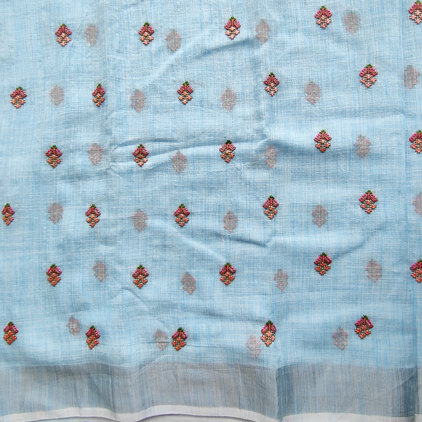 SKY BLUE COTTON LINEN SAREE