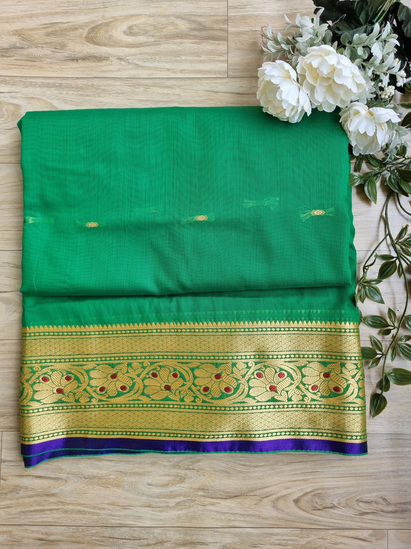 GREEN AND BLUE PURE COTTON SAREE