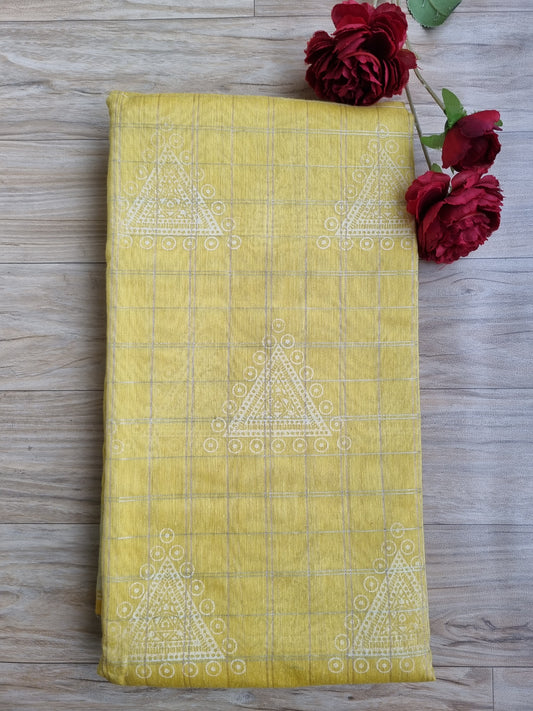 LEMON YELLOW COTTON SAREE