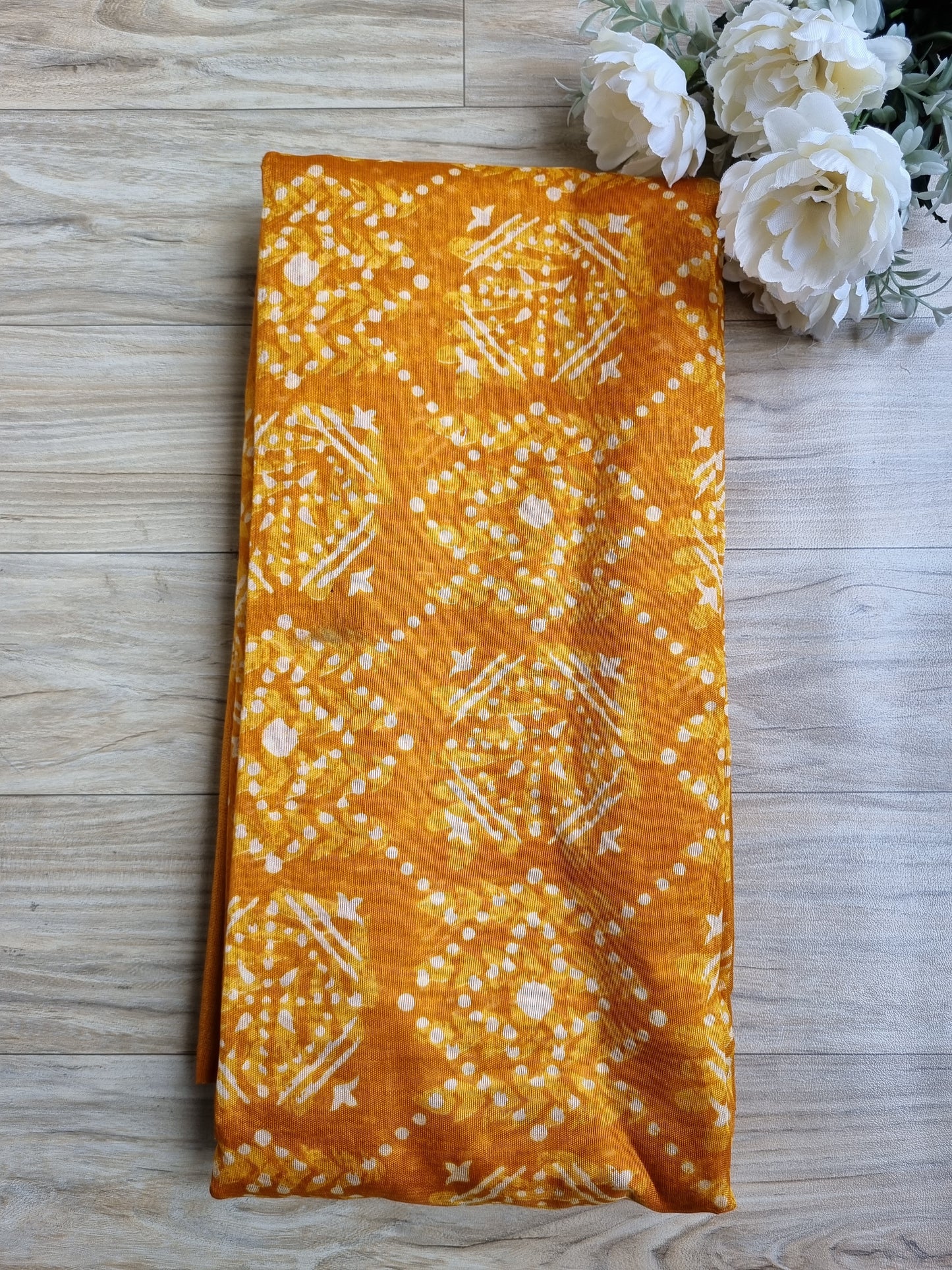 YELLOW PRINTED COTTON SAREE