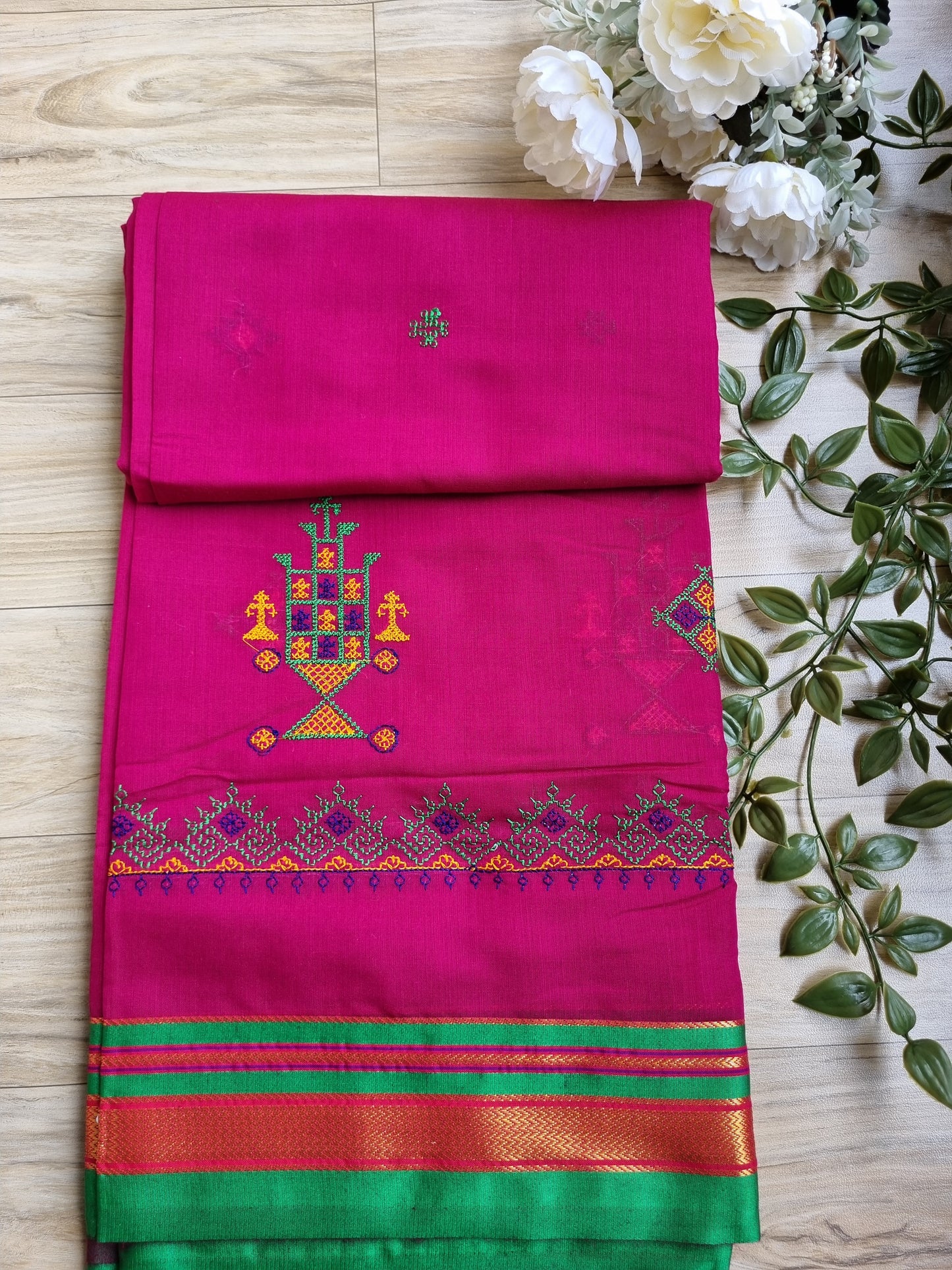 DARK PINK COTTON SAREE