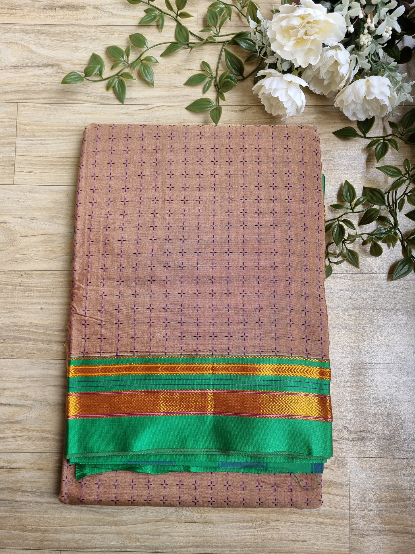 BROWN PURE COTTON SAREE