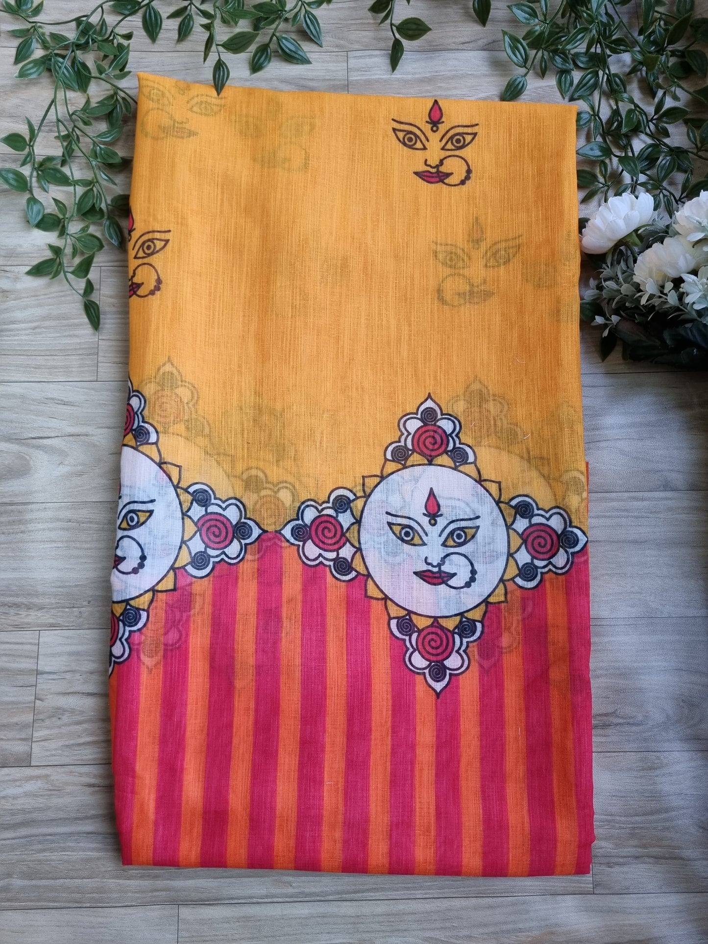 YELLOW RED DEVI SAREE