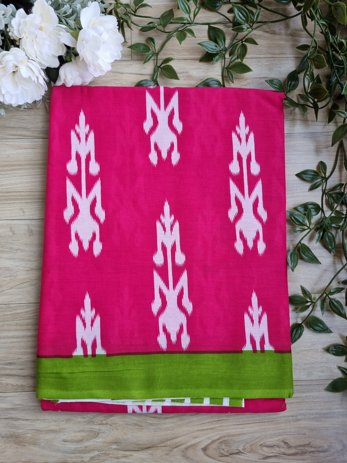 PINK & WHITE MUL COTTON SAREE