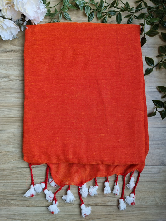 KHADI COTTON ORANGE SAREE