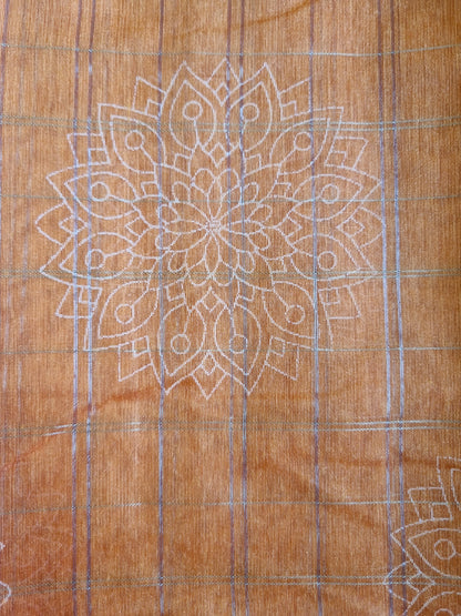 PURE COTTON ORANGE SAREE WITH SILVER ZARI BORDER