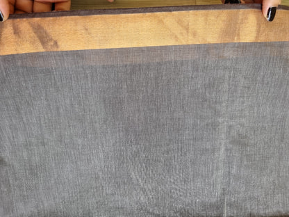 PURE COTTON GREY SAREE WITH COPPER BORDER