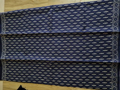 NAVY BLUE MUL COTTON SAREE WITH AJRAKH PRINT