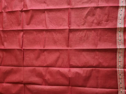 RED MUL COTTON SAREE WITH AJRAKH PRINT