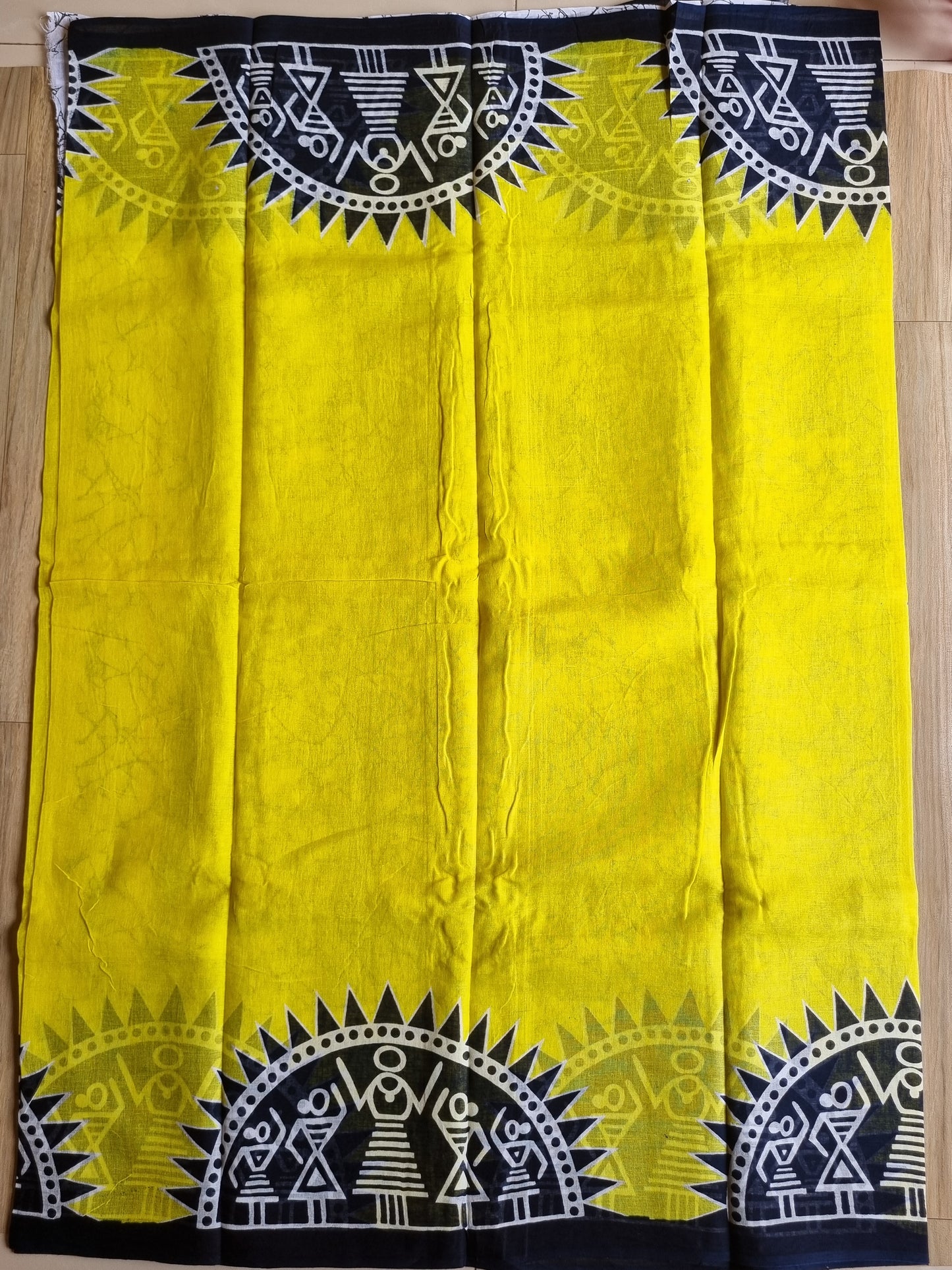 YELLOW & BLACK MUL COTTON SAREE