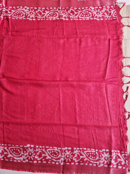 RED & BLACK LINEN COTTON SAREE