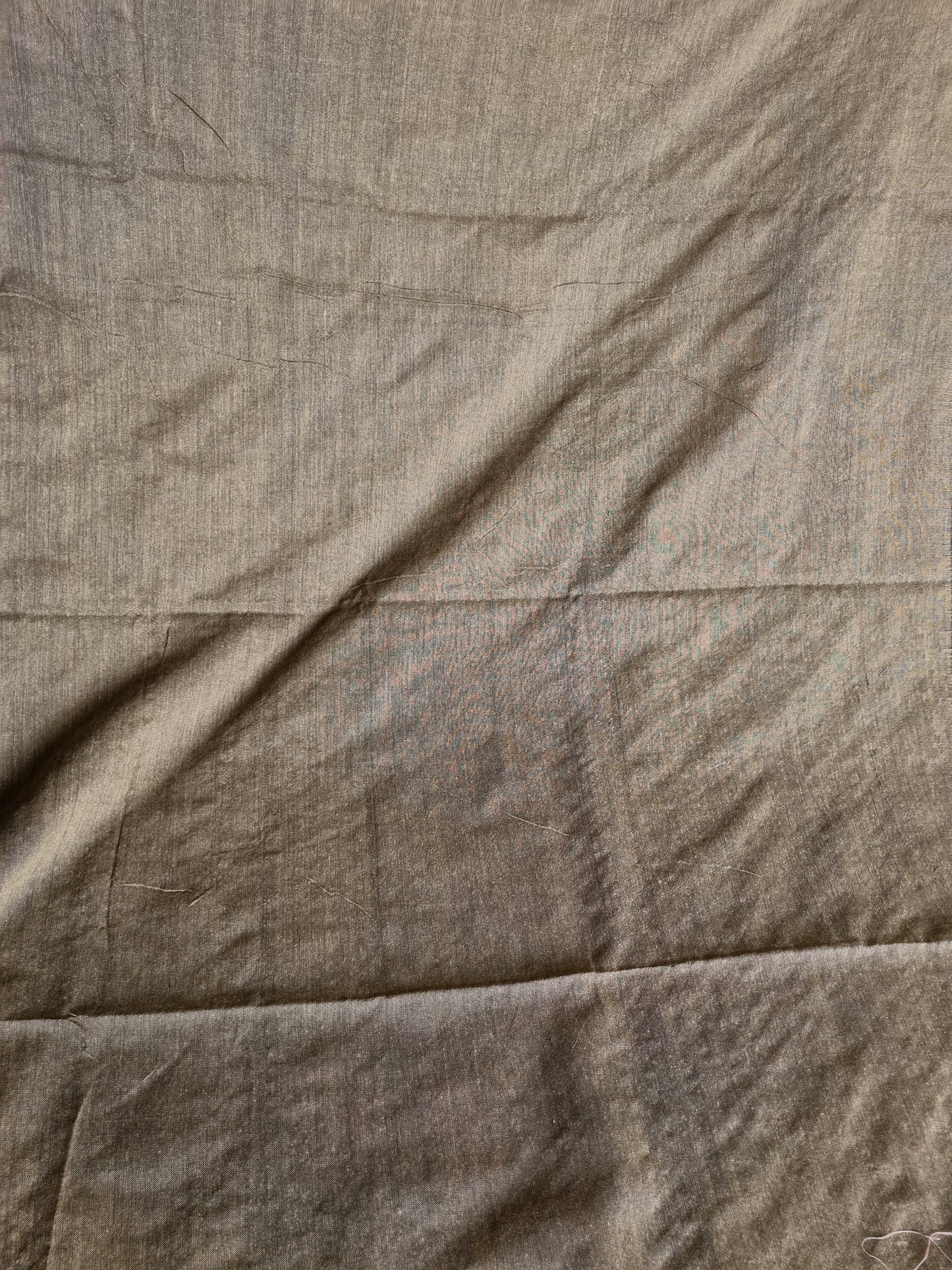 GREY & BROWN BORDER KHADI COTTON SAREE