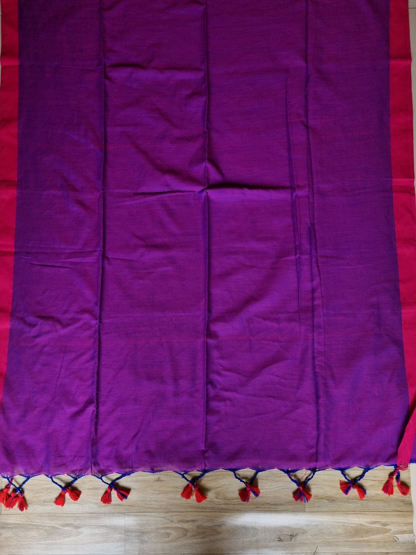 PURPLE & PINK BORDER KHADI COTTON SAREE