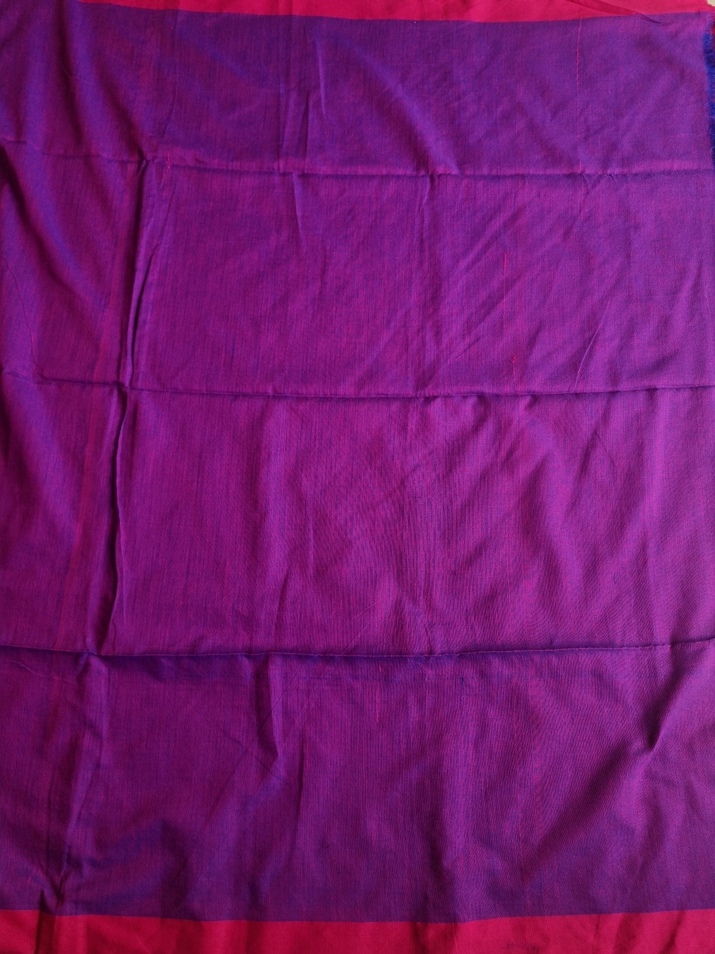 PURPLE & PINK BORDER KHADI COTTON SAREE