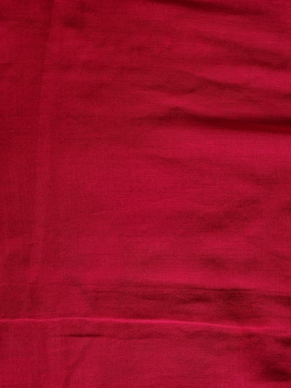 DEEP RED DASIY HAND PAINTED KHADI COTTON SAREE