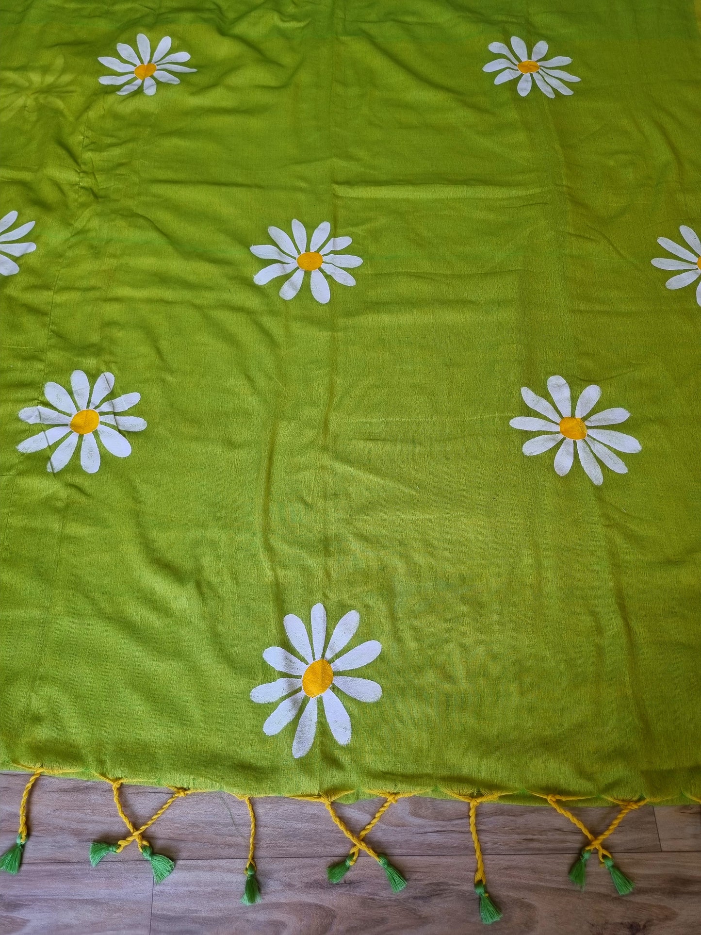 HAND PAINTED KHADI GREEN SAREE