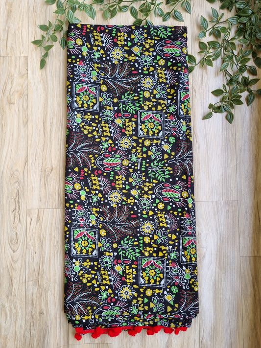 MultiColor Kalamkari Mix Cotton Saree