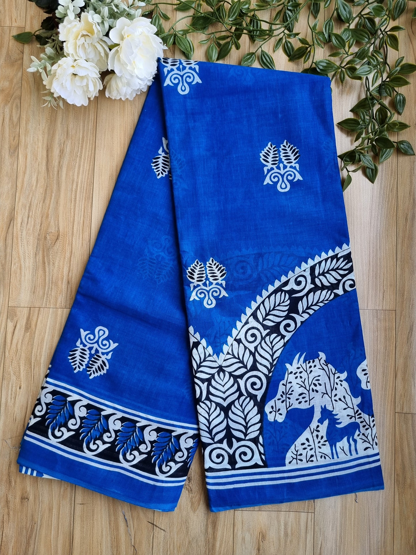 BLUE BLOCK PRINT SAREE