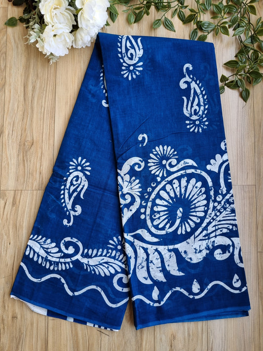 BLUE BLOCK PRINT SAREE