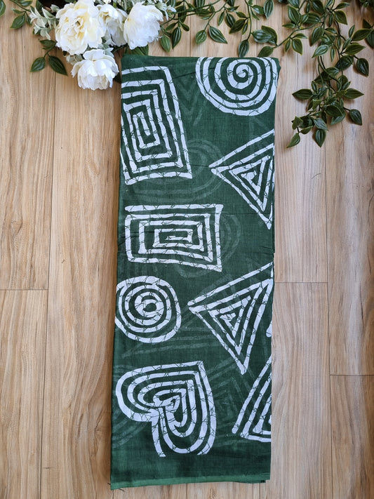 GREEN BLOCK PRINT SAREE