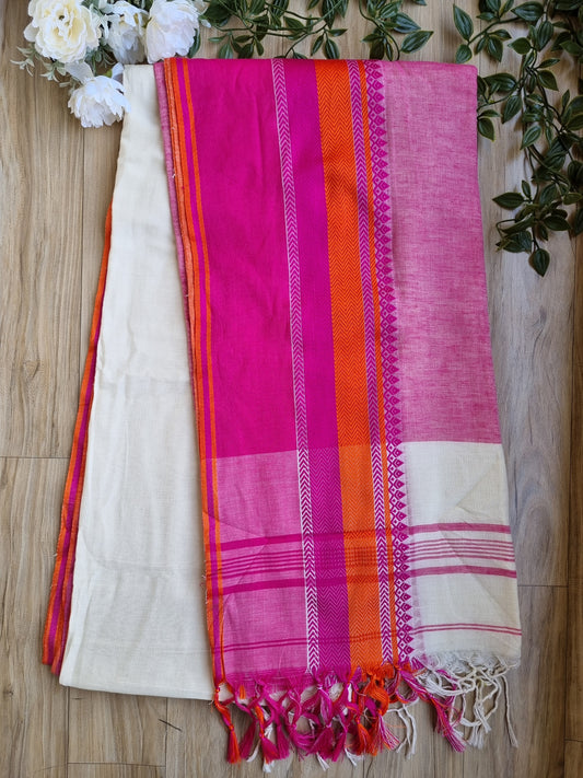 PINK & WHITE BEGAMPURI SAREE