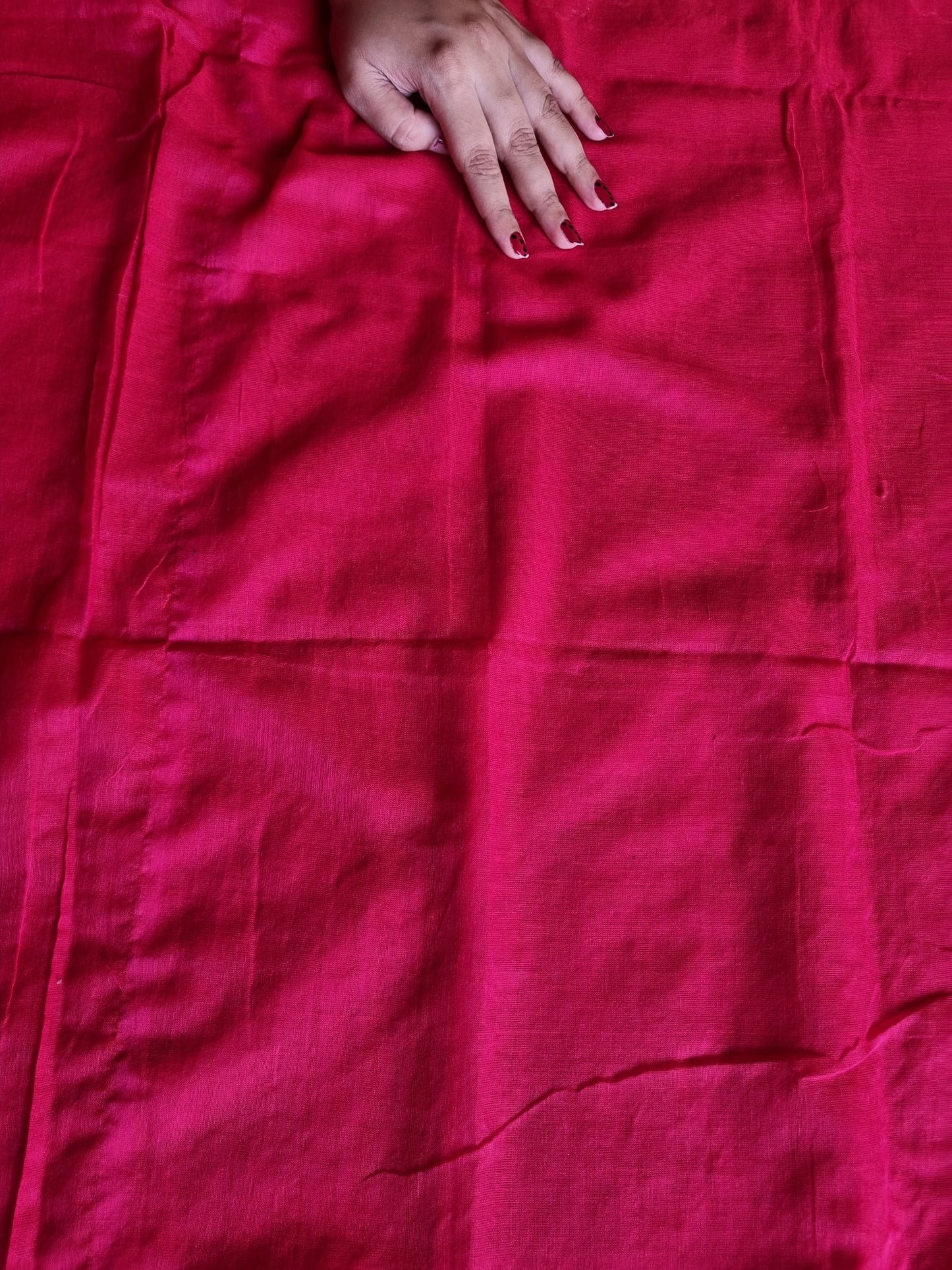 APPLIQUE KHADI COTTON RED SAREE