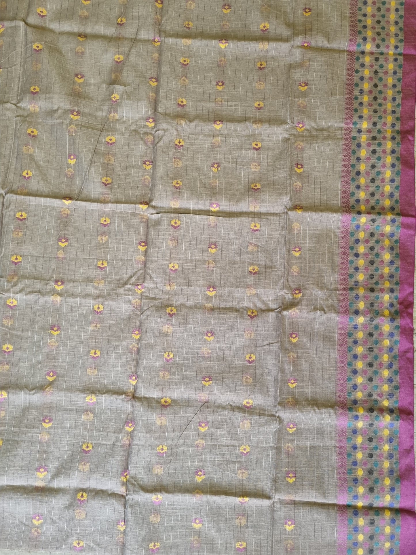 PURPLE & BROWN COTTON SLAB SAREE