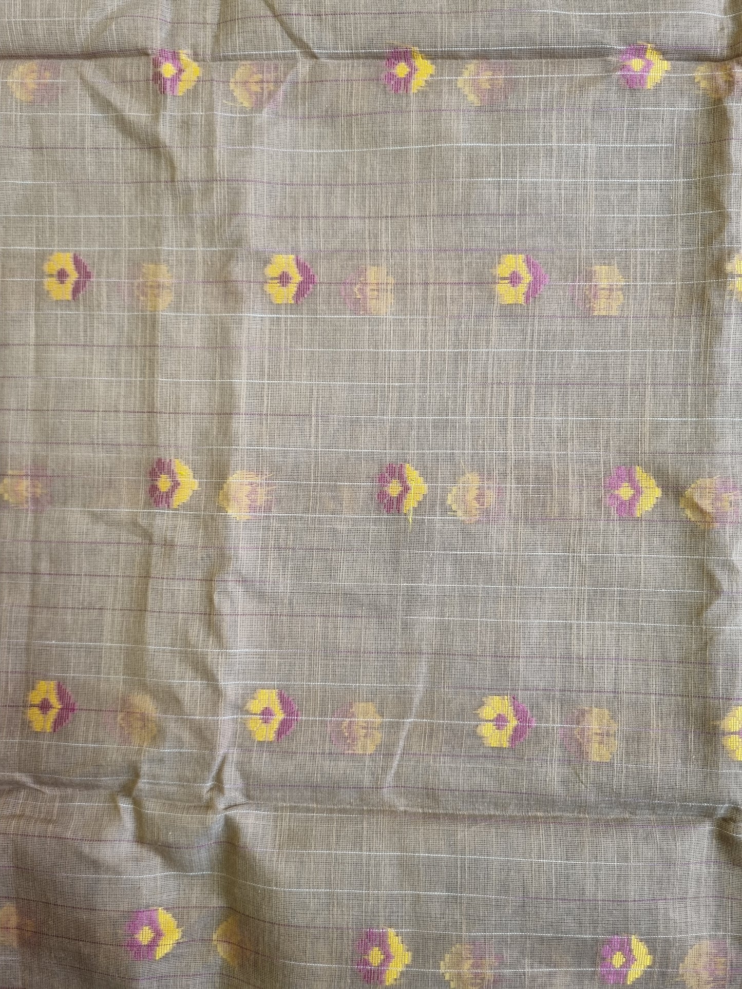 PURPLE & BROWN COTTON SLAB SAREE