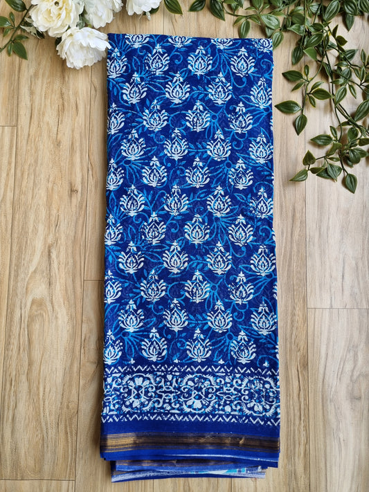 BLUE PURE COTTON SAREE