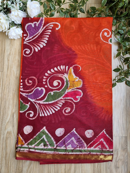 MAROON & ORANGE SAREE