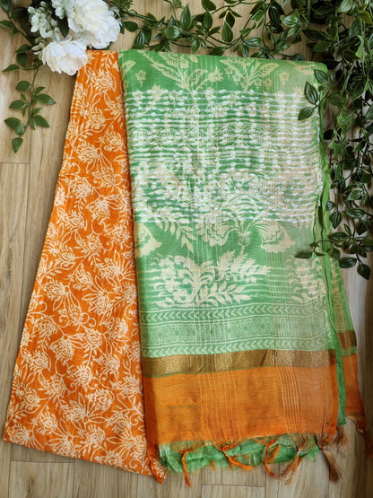 YELLOW AND GREEN SAREE