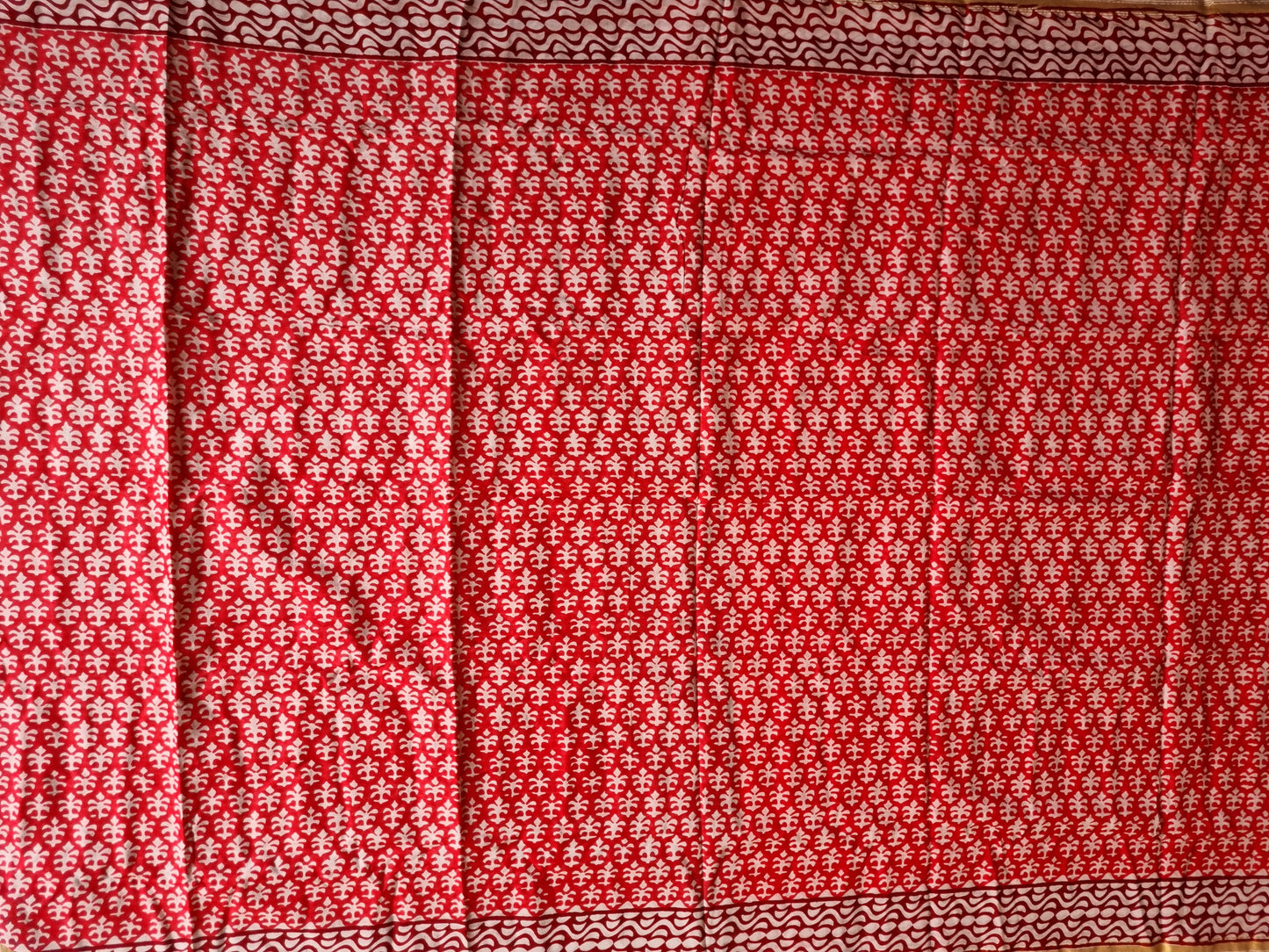 BLOCK PRINT CHANDERI COTTON SAREE WITH SMALL ZARI