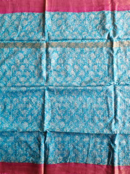 SKY BLUE AND PINK SAREE