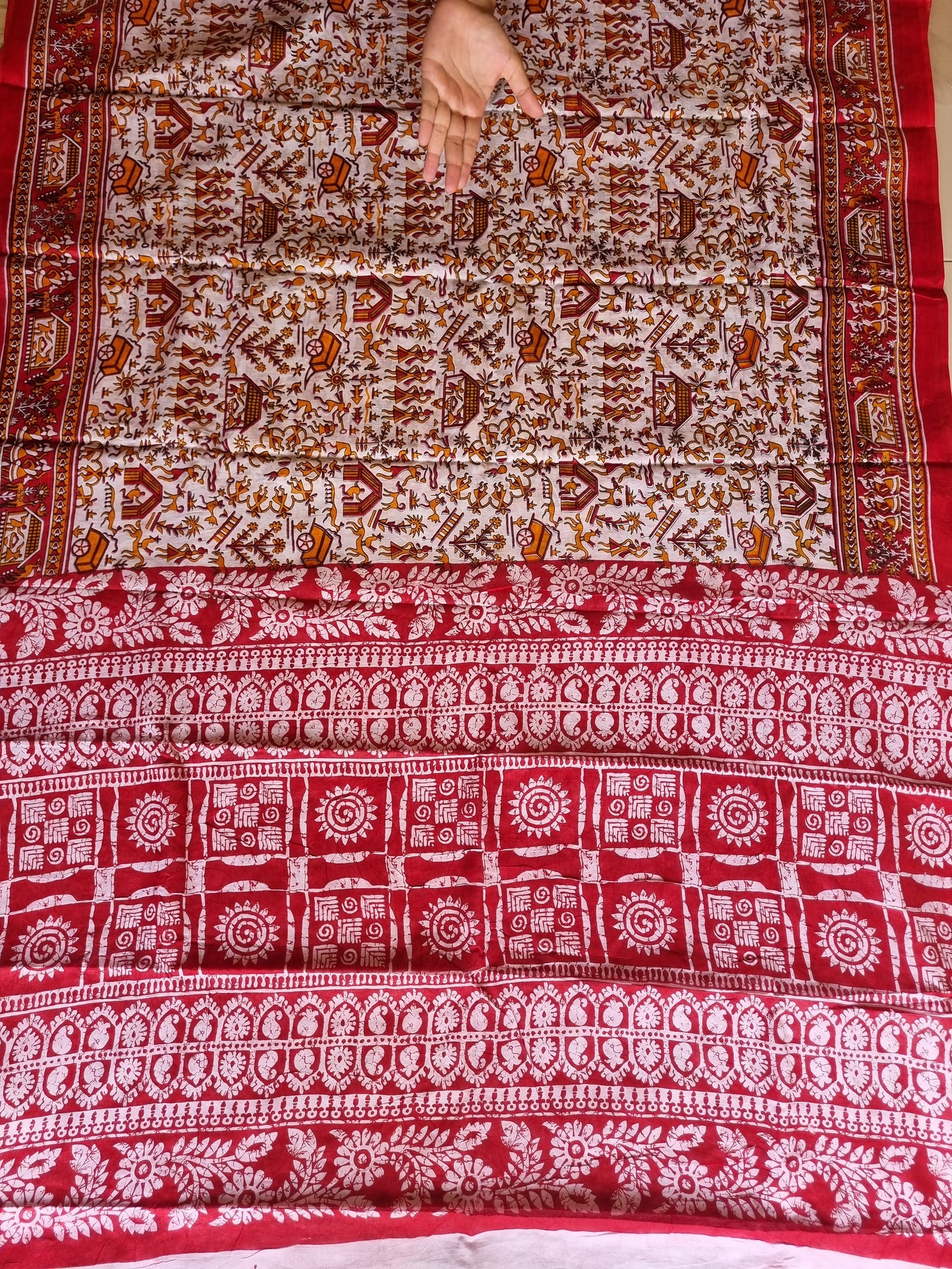 RED KALAMKARI PRINT SAREE