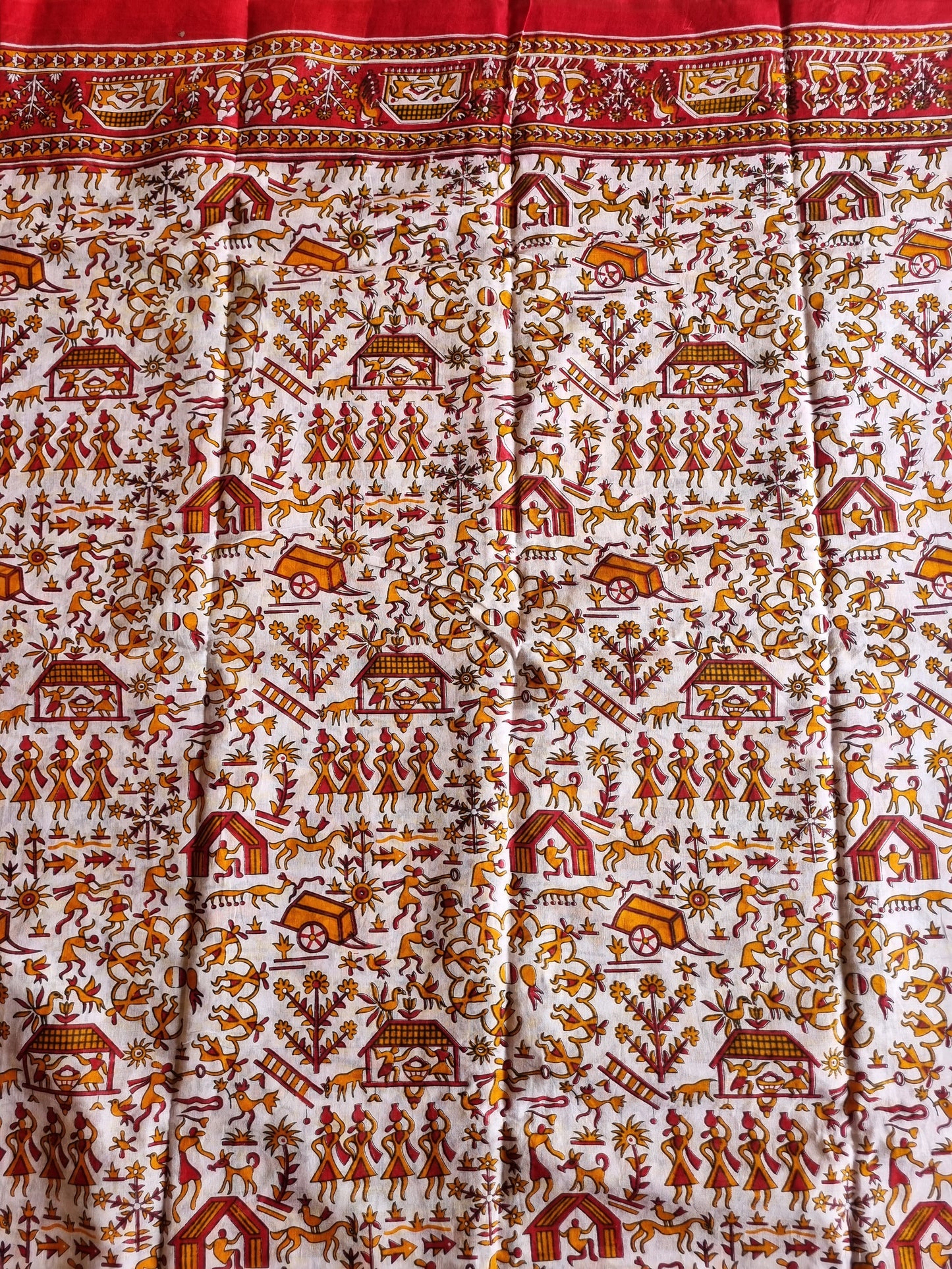 RED KALAMKARI PRINT SAREE