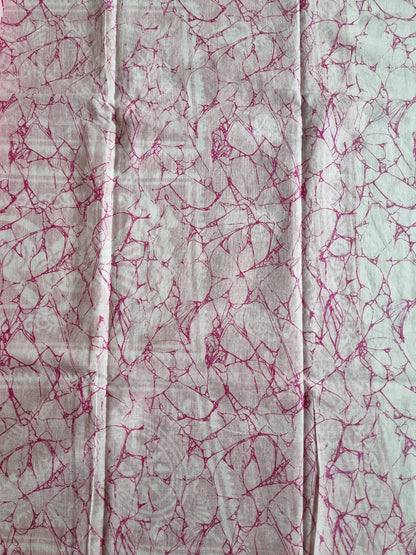 PINK & WHITE BLOCK PRINT SAREE