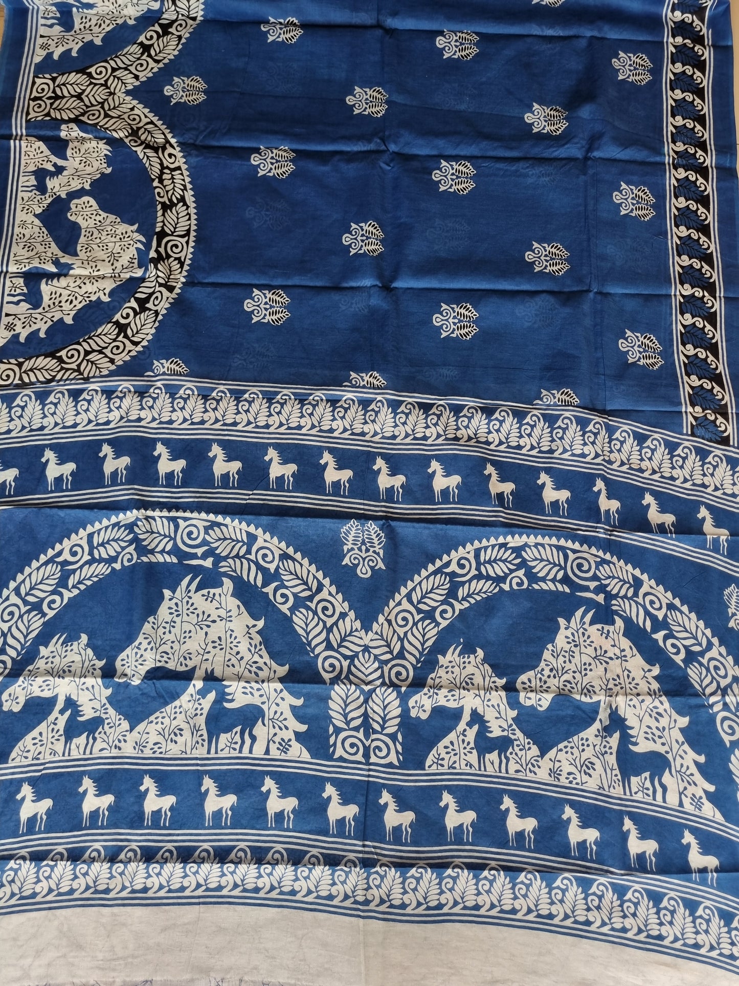 BLUE BLOCK PRINT SAREE