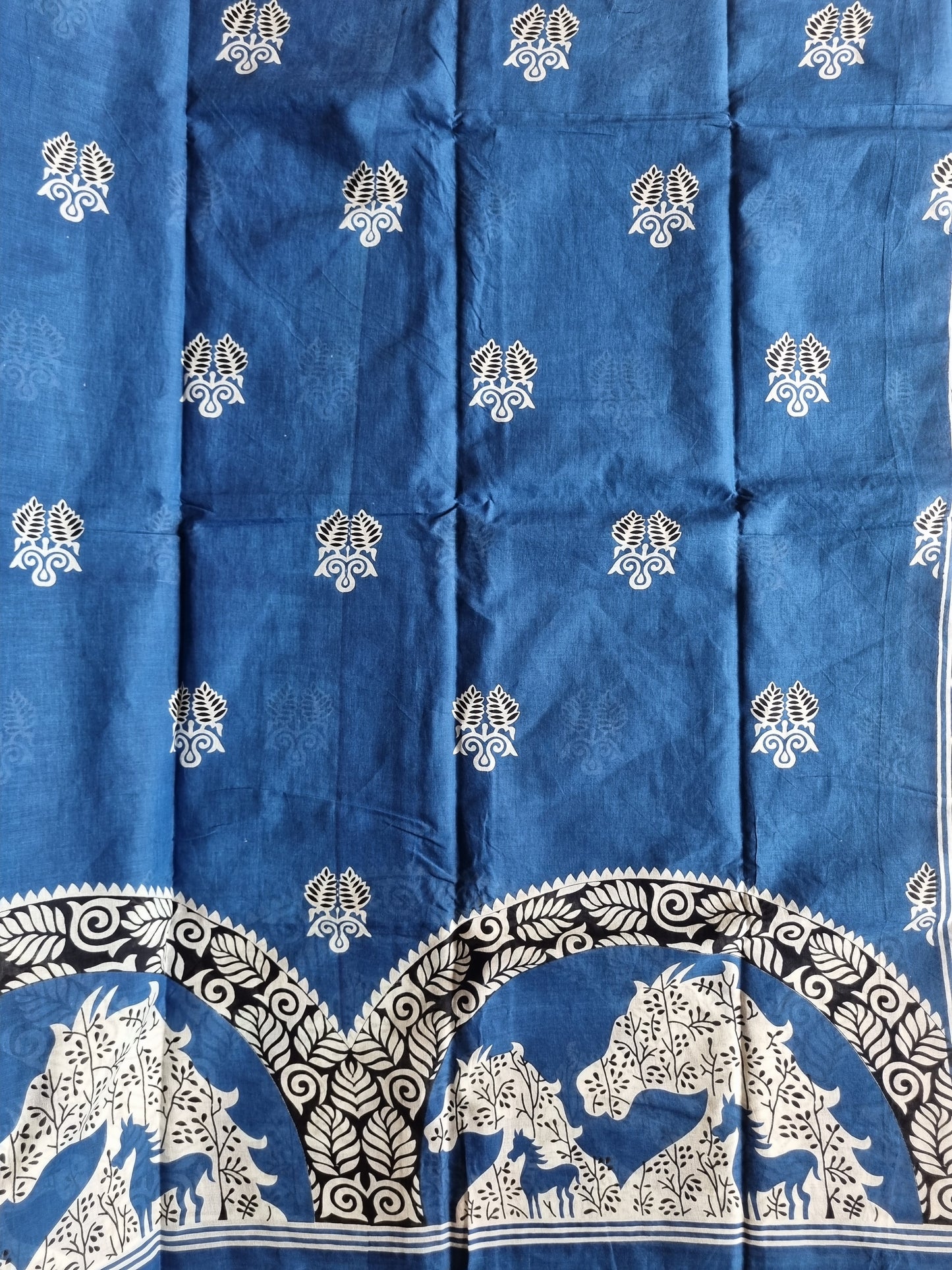 BLUE BLOCK PRINT SAREE