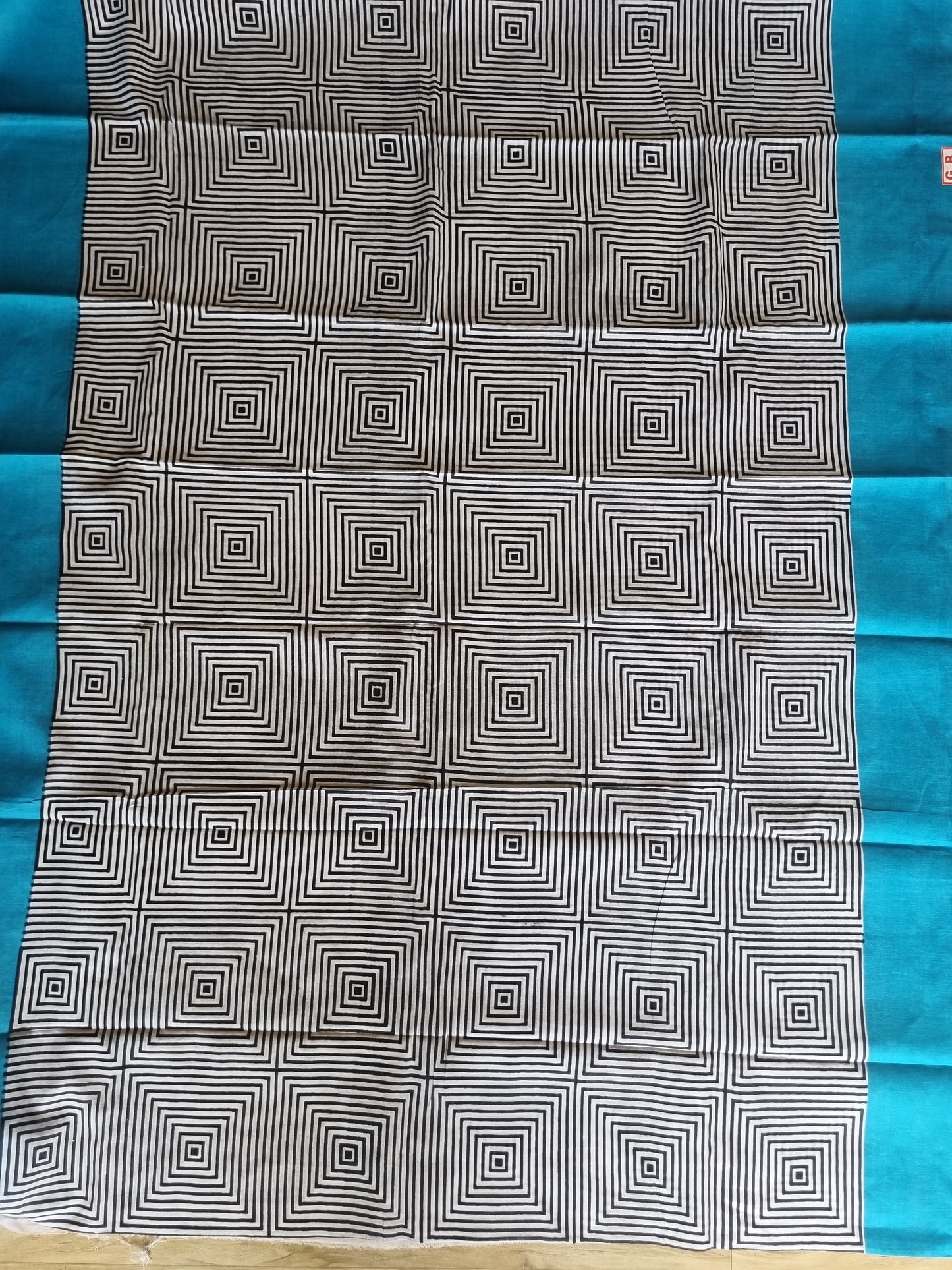 LIGHT BLUE BLOCK PRINT SAREE