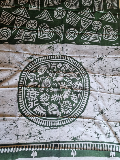 GREEN BLOCK PRINT SAREE