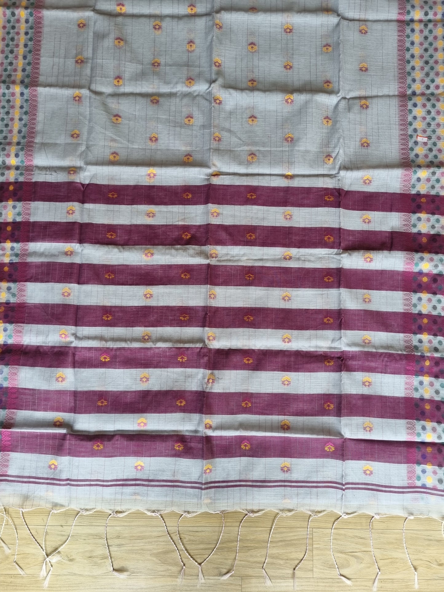 GREY & PURPLE COTTON SLAB SAREE