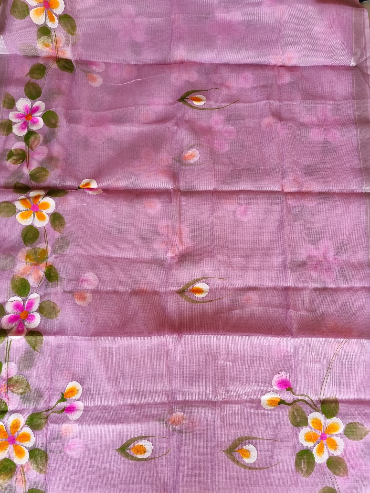 HANDPAINTED PINK FLORAL SAREE