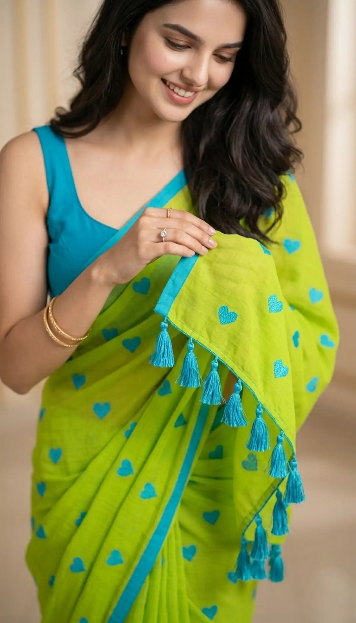 GREEN HEART MUL COTTON SAREE