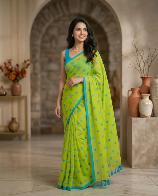 GREEN HEART MUL COTTON SAREE