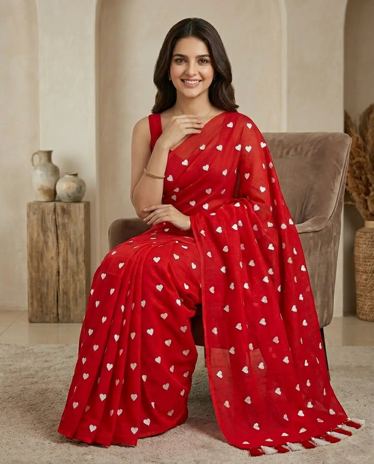 RED HEART MUL COTTON SAREE